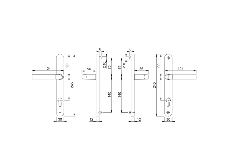 HOPPE Birmingham 1117/3810N Sprung Lever/Lever Multipoint Door Handles 92mm PZ 215mm Fixings
