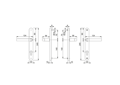 HOPPE Birmingham 1117/3810N Sprung Lever/Lever Multipoint Door Handles 92mm PZ 215mm Fixings