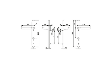 HOPPE Birmingham 1117/3811N Sprung Lever/Lever Multipoint Door Handles 92mm PZ 122mm Fixings