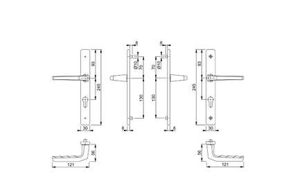 HOPPE Frankfurt Unsprung Lever/Lever Multipoint Door Handles 70mm PZ 200mm Fixings