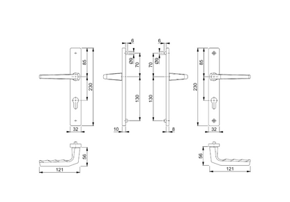 HOPPE Frankfurt Unsprung Lever/Lever Multipoint Door Handles 70mm PZ 200mm Fixings