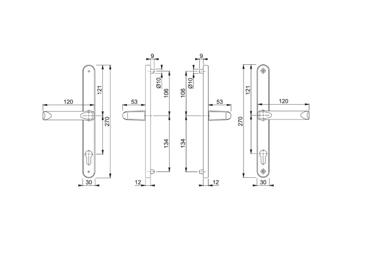 HOPPE London 113/3620N Sprung Lever/Lever Multipoint Door Handles 92mm PZ 240mm Fixings