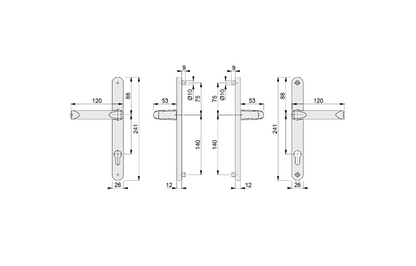 HOPPE London 113/3623N Sprung Lever/Lever Multipoint Door Handles 92mm PZ 215mm Fixings