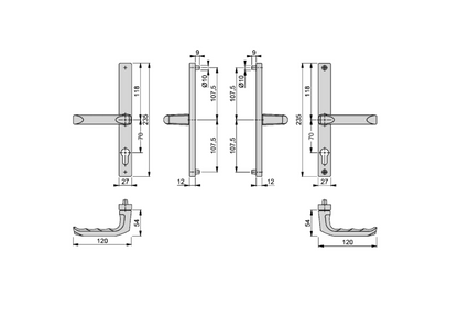 HOPPE London 113/363M Unsprung Lever/Lever Multipoint Door Handles 70mm PZ 215mm Fixings