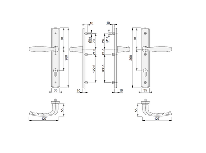 HOPPE New York 1810/3816N Unsprung Lever/Lever Multipoint Door Handles 92mm PZ 91.5mm & 122.5mm Fixings