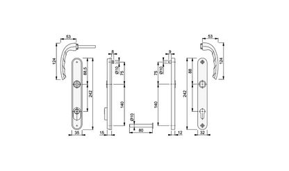 HOPPE Tokyo TS007 2 Star Sprung PAS24 Lever/Lever Multipoint Door Handles 92mm PZ 215mm Fixings To Suit 70mm Doors