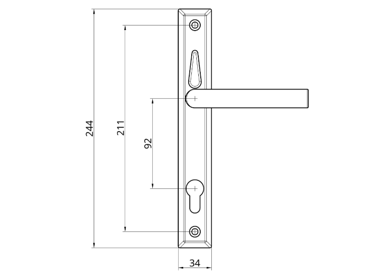 LOXTA Stealth Double Locking Unsprung Lever/Lever Multipoint Door Handles 92mm PZ 211mm Fixings With Snib