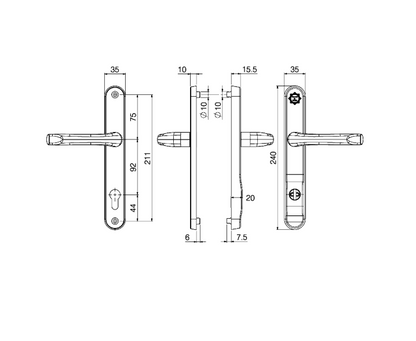 MILA Kite Secure TS007 2 Star Sprung PAS24 Lever/Lever Multipoint Door Handles 92mm PZ 211mm Fixings
