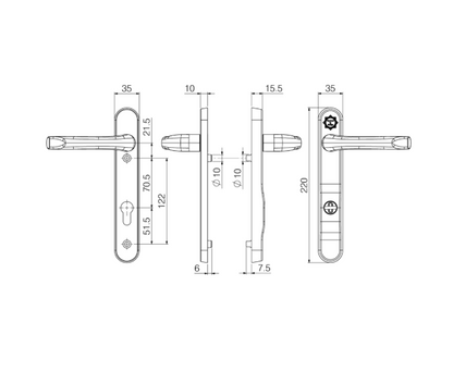 MILA Kite Secure TS007 2 Star Unsprung PAS24 Lever/Lever Multipoint Door Handles 92mm PZ 122mm Fixings