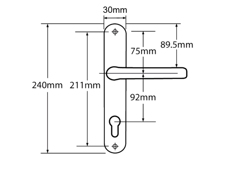MILA Prolinea Sprung Lever/Lever Multipoint Door Handles 92mm PZ 240mm Backplate 211mm Fixings