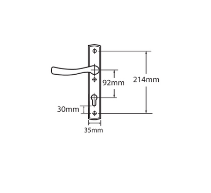 WINKHAUS Palladio XL Unsprung Lever/Moveable Pad Multipoint Door Handles 92mm PZ 214mm Fixings