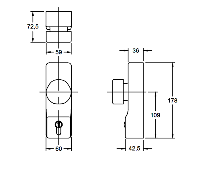 EXIDOR 302 Knob Operated Outside Access Device With Cylinder