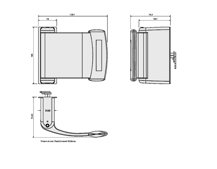 ADAMS RITE 4596 Paddle Handle To Suit 4750 Series