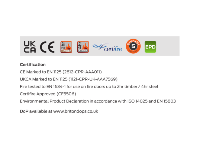 BRITON 376E Fire Rated Single Panic Bolt