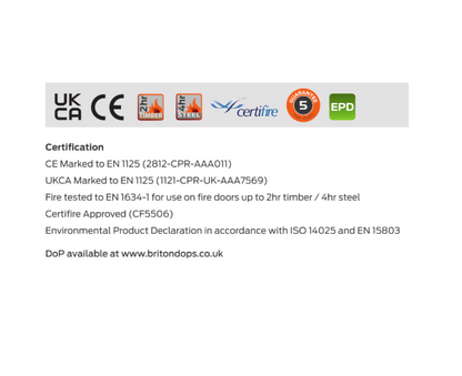 BRITON 376E Fire Rated Single Panic Bolt