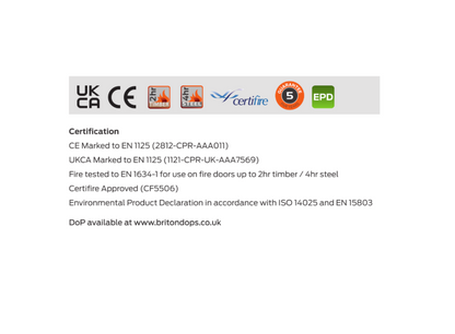BRITON 377 Fire Rated Push Bar Double Rebated Door Panic Set