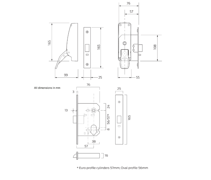 BRITON 389.N Push Pad Emergency Exit Mortice Nightlatch