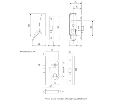 BRITON 389.N Push Pad Emergency Exit Mortice Nightlatch