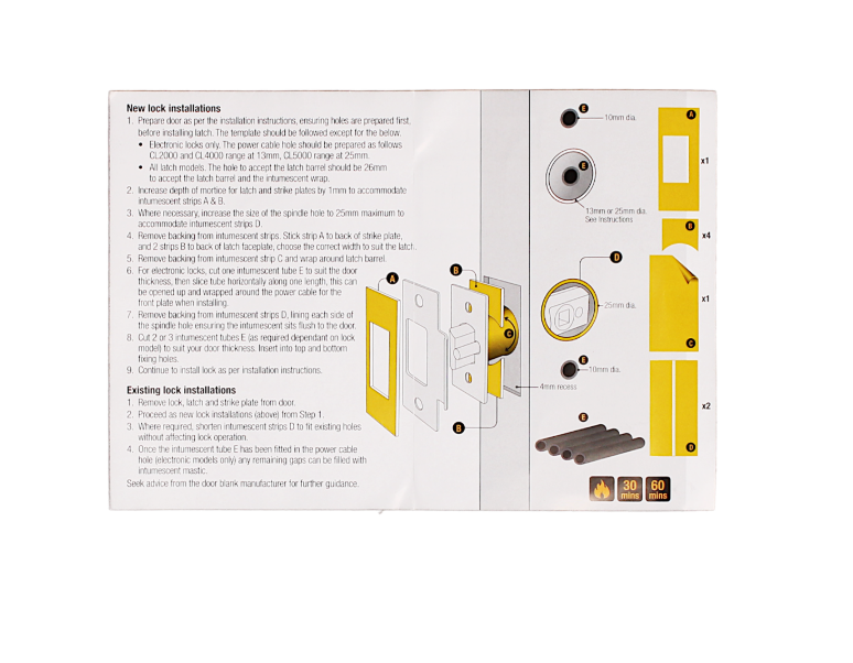 CODELOCKS Fire Intumescent Kit Pack To Suit All Latch Models PFKP LAT