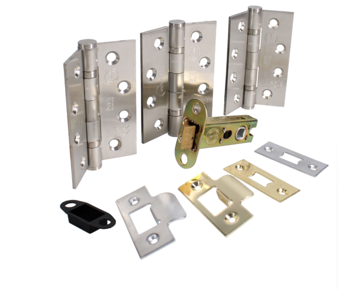 ECLIPSE Internal Fire Door Latch Pack With Hinges (Grade 13), Latch (76mm) & Intumescent
