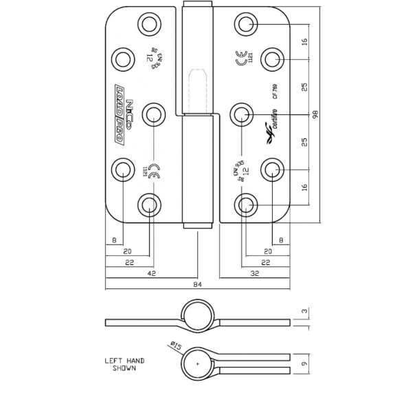 NICO Hinge 4717 Load Pro Lift Off Fire Rated Single Hinge Handed