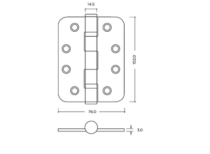 ZOO Ball Bearing Hinge ZHSS243 Grade 13 Certifire/CE/UKCA