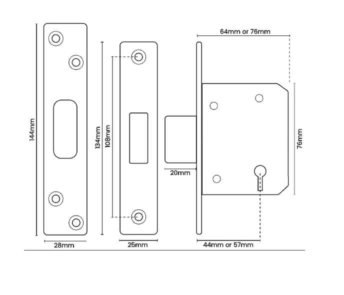 ASEC BS 5 Lever British Standard Deadlock