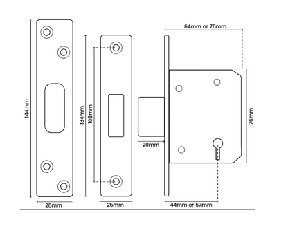 ASEC BS 5 Lever British Standard Deadlock