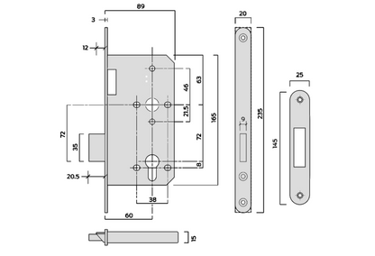 ASEC DIN Standard Fire Rated Mortice Euro Deadcase