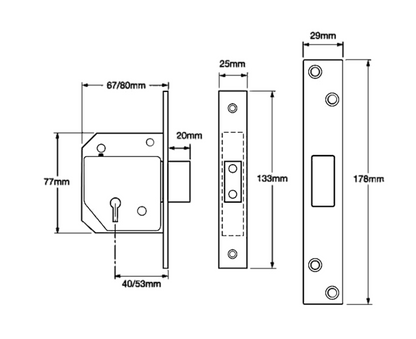 UNION C-Series 3G114E BS 5 Lever Deadlock