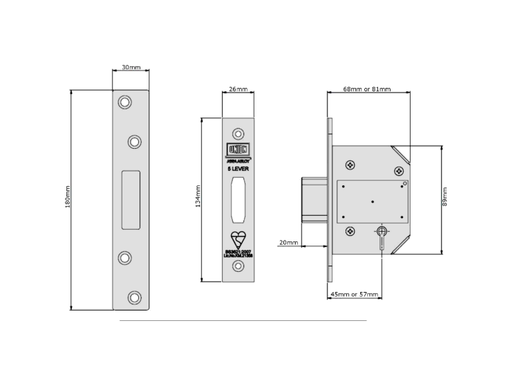 UNION J2100S StrongBOLT BS 5 Lever Deadlock