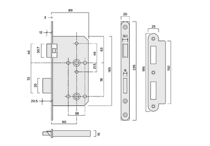 ASEC DIN Standard Fire Rated Mortice Euro Sashcase