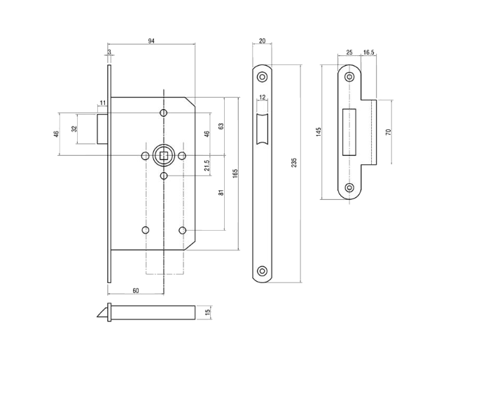 Briton 5440 DIN Standard Fire Rated Mortice Latch