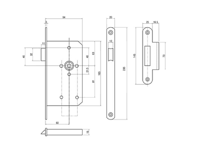 Briton 5440 DIN Standard Fire Rated Mortice Latch