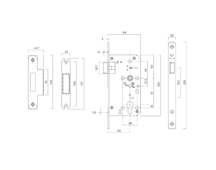 BRITON 5750 DIN Standard Fire Rated Euro Nightlatch Case 60mm Backset