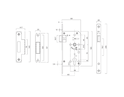 BRITON 5750 DIN Standard Fire Rated Euro Nightlatch Case 60mm Backset