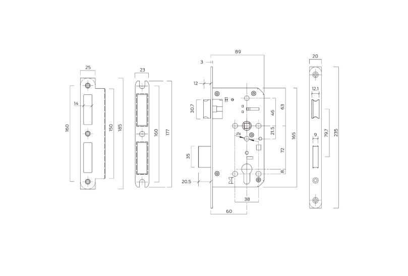 BRITON 5760 DIN Standard Fire Rated Euro Escape Sashlock Case 60mm Backset
