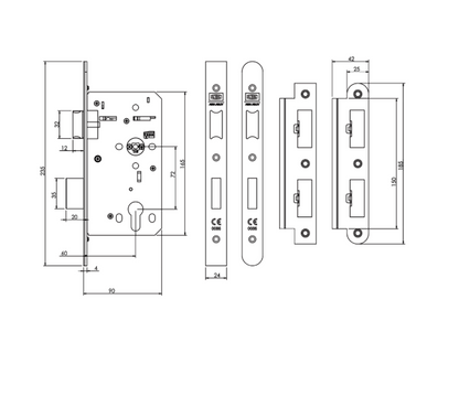UNION 60mm HD72 DIN Standard Mortice Escape Sash Lock