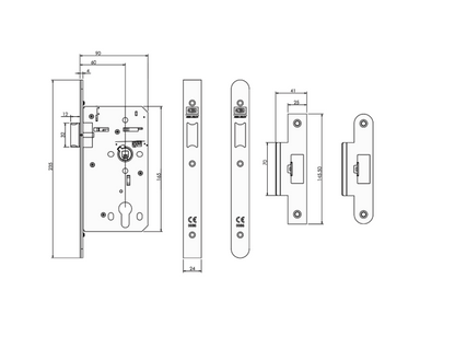 UNION 60mm HD72 DIN Standard Mortice Latch