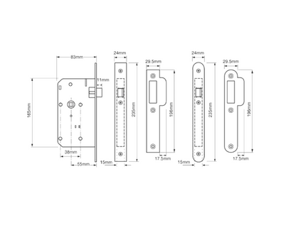 UNION J2C23 DIN Standard Mortice Latch