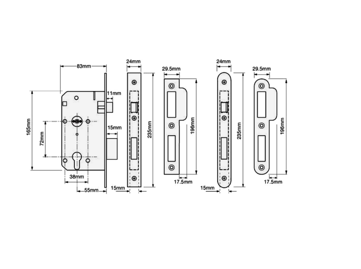 UNION JL2C212R DIN Standard Euro Sashcase