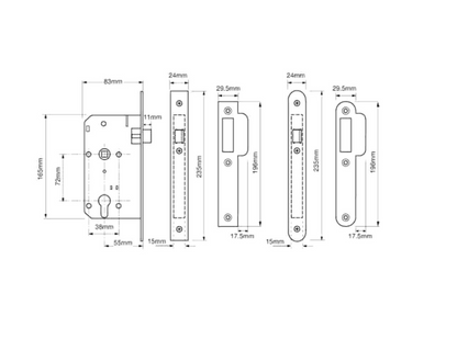 UNION JL2C24 DIN Standard Euro Nightlatch Case