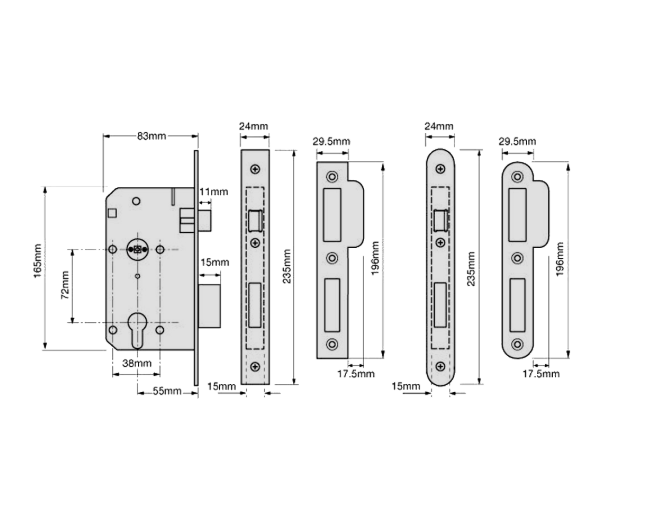 UNION JL2C26 DIN Standard Euro Escape Sashlock
