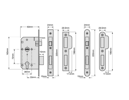 UNION JL2C26 DIN Standard Euro Escape Sashlock