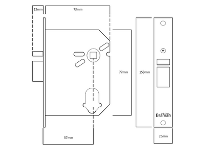 BRAMAH Kaye Escape Mortice Nightlatch 57mm