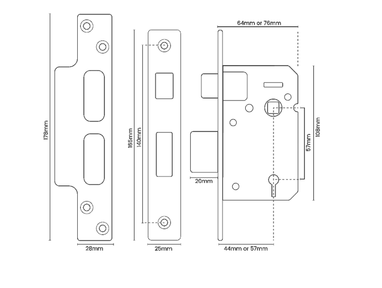 ASEC BS 5 Lever British Standard Sashlock