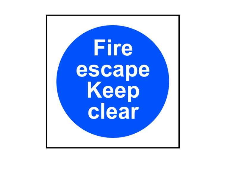 ASEC `Fire Escape Keep Clear` Sign 100mm x 100mm