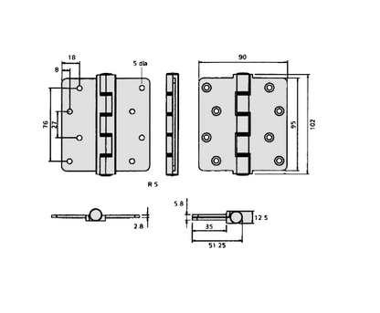 ERA Saracen Premier Homesafe Composite Single Door Butt Hinge 100mm (4 Inch)