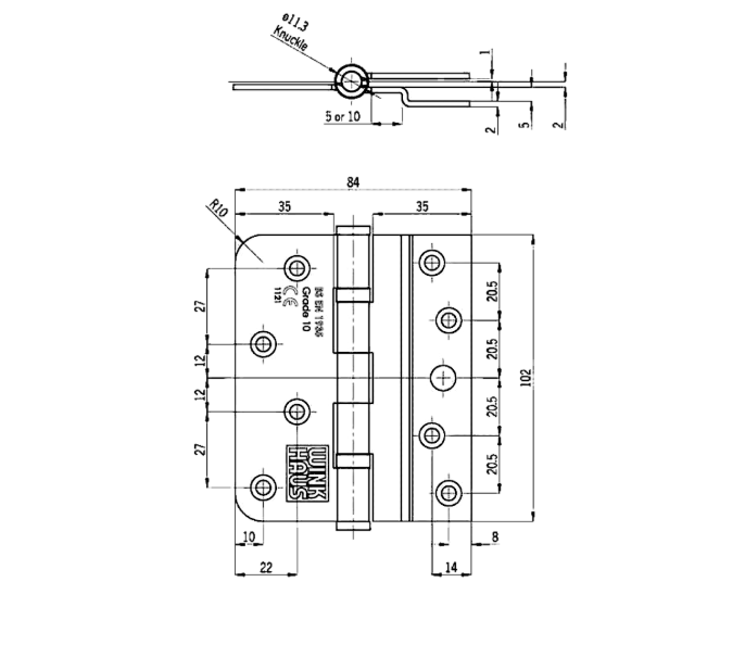 WINKHAUS Ecoframe Composite Door Hinge With 10mm Step