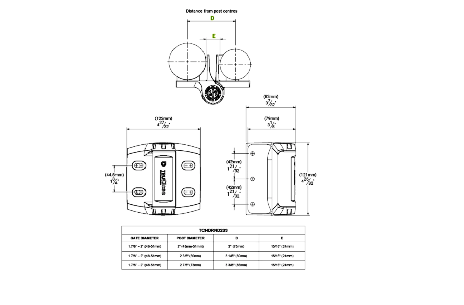 D&D Truclose Heavy Duty Hinges for Round Gate Frames & Posts TCHDRND2S3